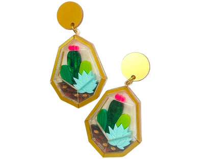 Piante Grasse - Terrario con Tre Cactus - Orecchini