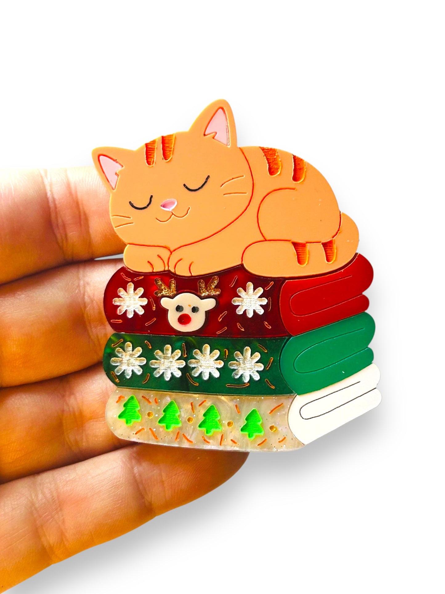 Meowy Christmas - Spilla Gatto sopra Maglioni Natalizi