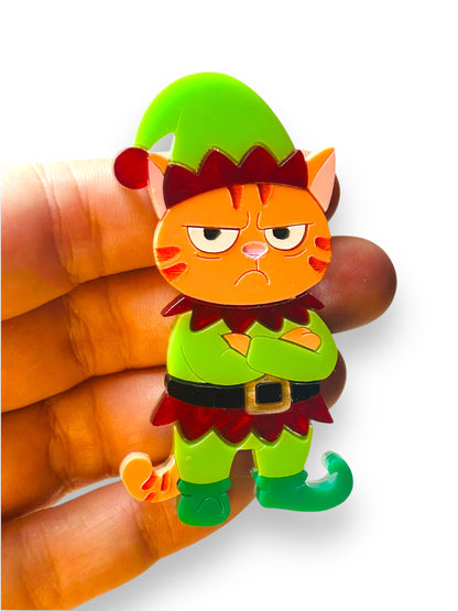 Meowy Christmas - Spilla Gatto Elfo Natalizio