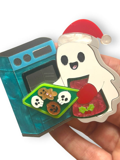 Spooky Christmas  - Spilla Fantasma che Prepara i Biscotti nel Forno