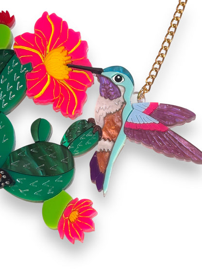 Mexico Lindo Y Querido - Collana Cactus con Colibrì