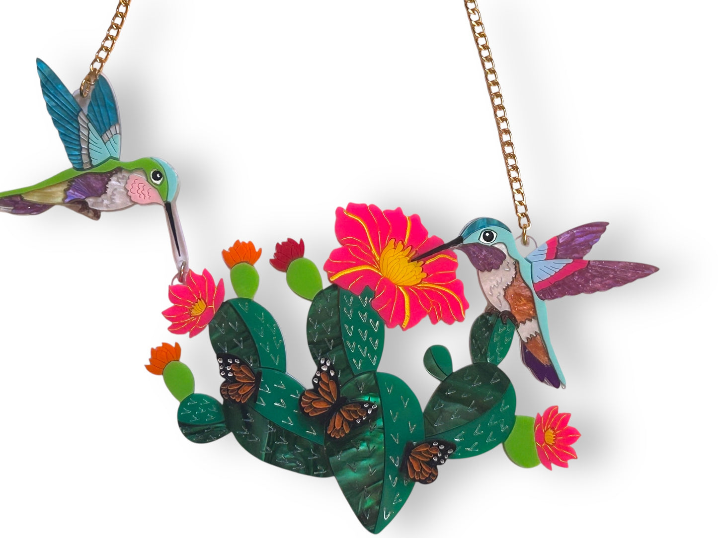 Mexico Lindo Y Querido - Collana Cactus con Colibrì