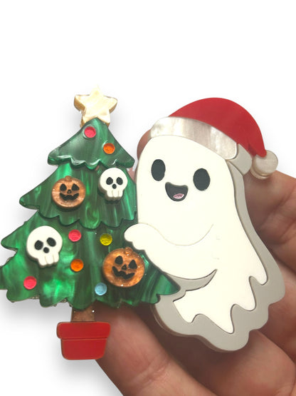 Spooky Christmas  - Spilla Fantasma con Albero di Natale