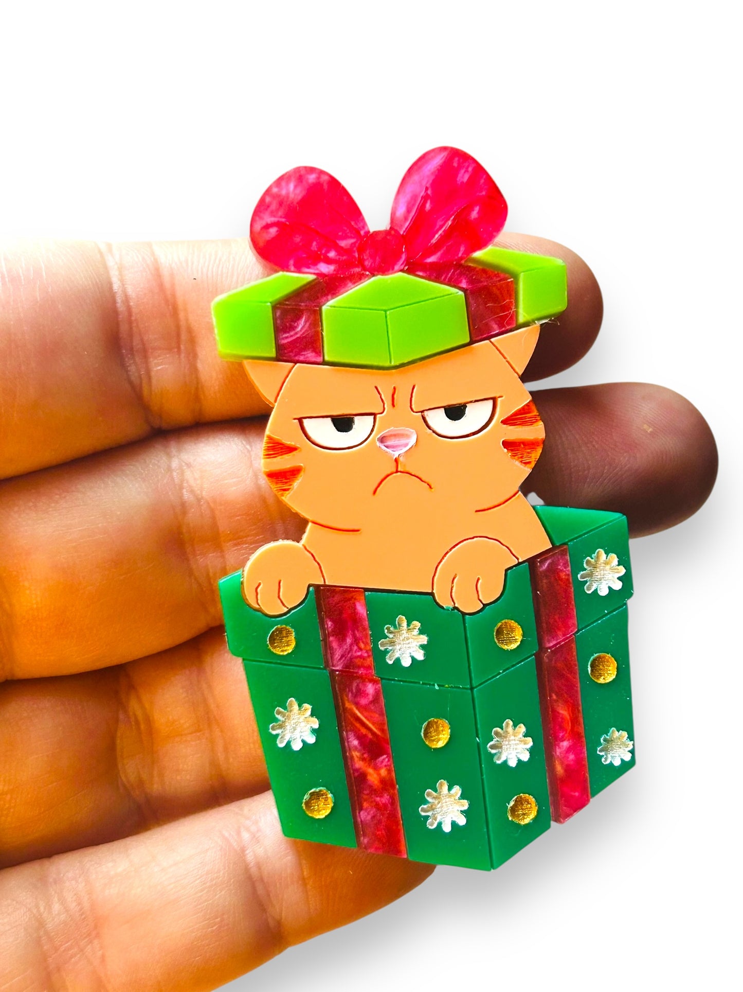 Meowy Christmas - Spilla Gatto dentro Scatola Regalo