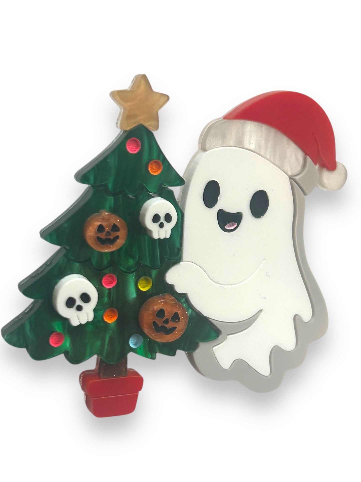 Spooky Christmas  - Spilla Fantasma con Albero di Natale