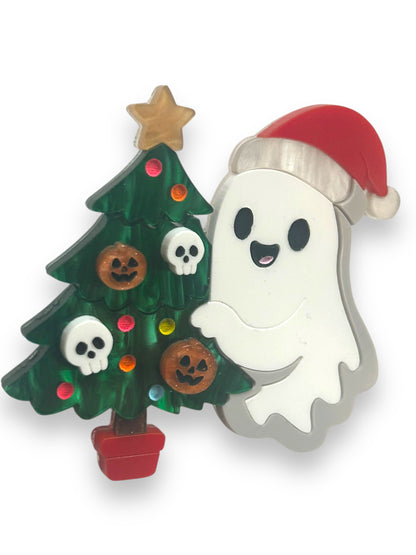 Spooky Christmas  - Spilla Fantasma con Albero di Natale