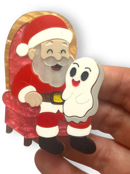 Spooky Christmas  - Spilla Fantasma con Babbo Natale