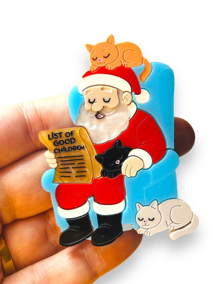 Meowy Christmas - Spilla Babbo Natale con Gattini