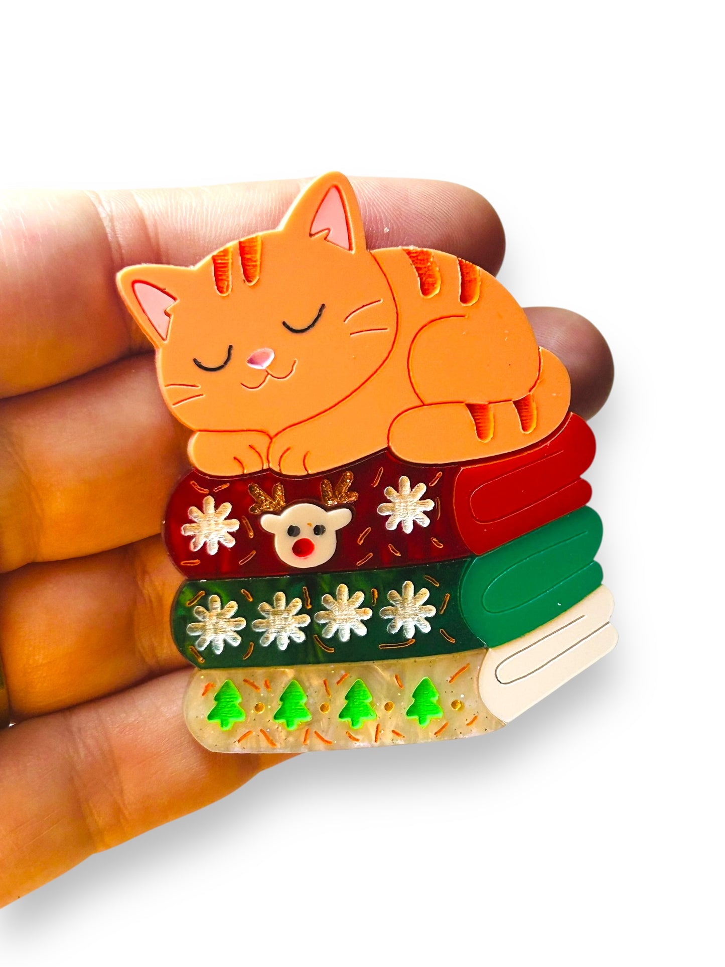 Meowy Christmas - Spilla Gatto sopra Maglioni Natalizi