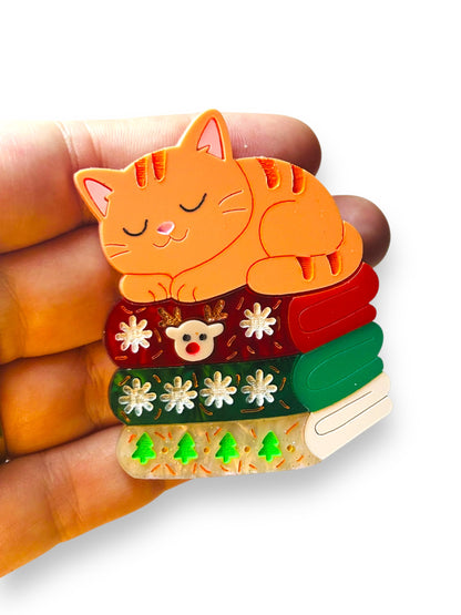 Meowy Christmas - Spilla Gatto sopra Maglioni Natalizi