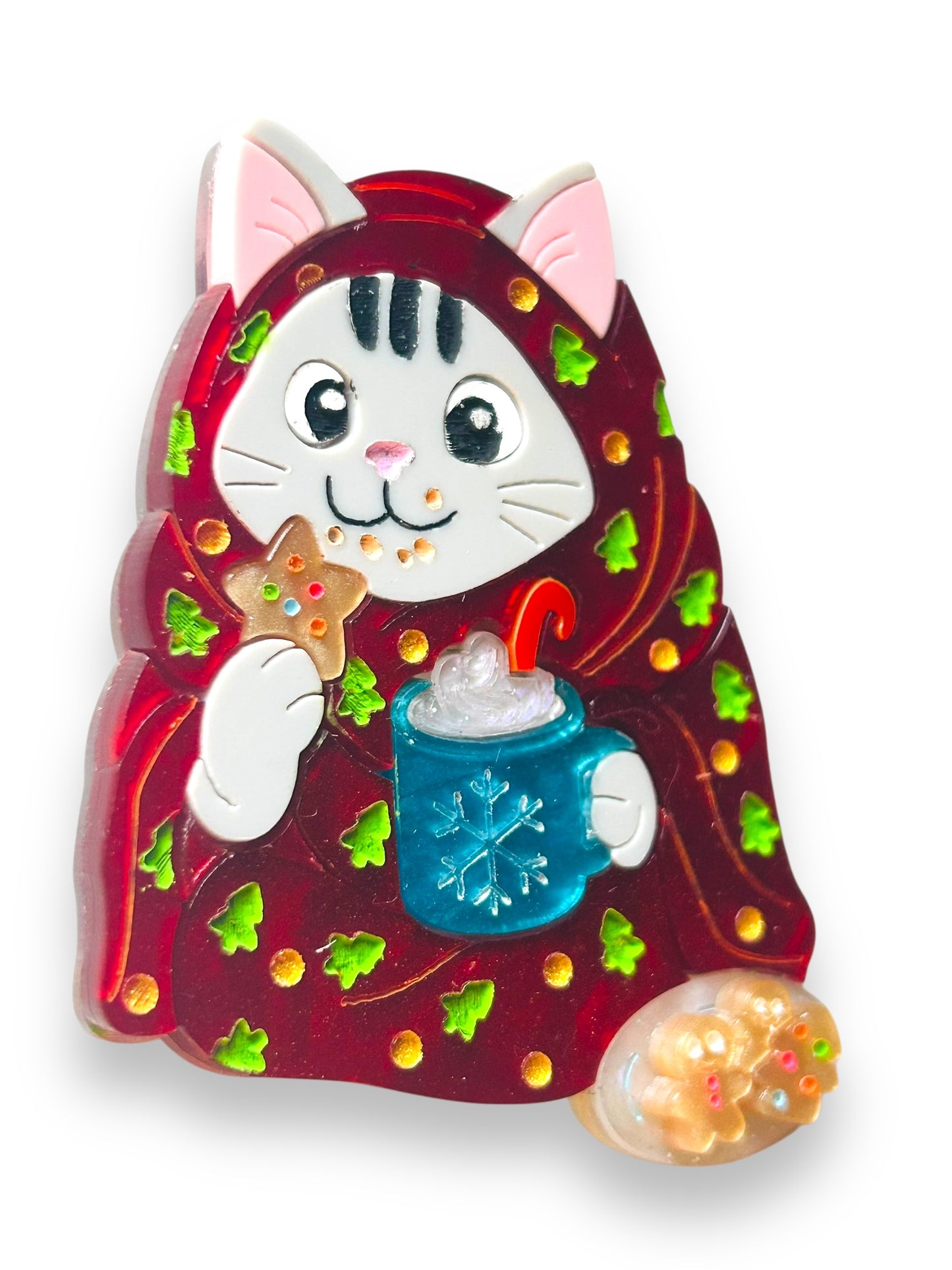 Meowy Christmas - Spilla Gatto con Biscotti e Copertina