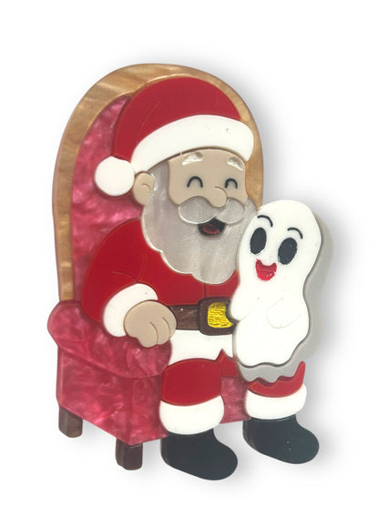 Spooky Christmas  - Spilla Fantasma con Babbo Natale