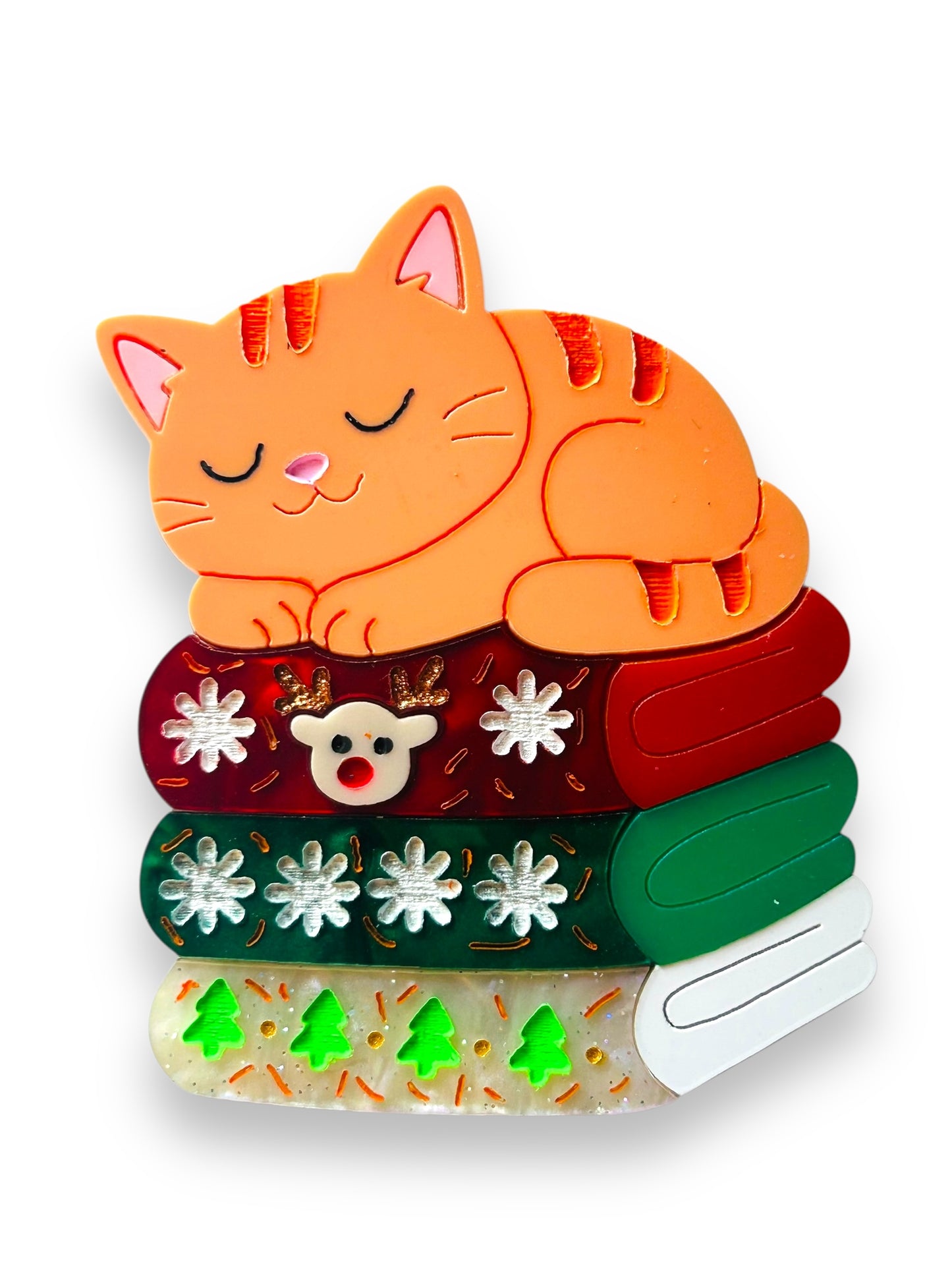 Meowy Christmas - Spilla Gatto sopra Maglioni Natalizi