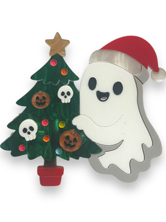 Spooky Christmas  - Spilla Fantasma con Albero di Natale