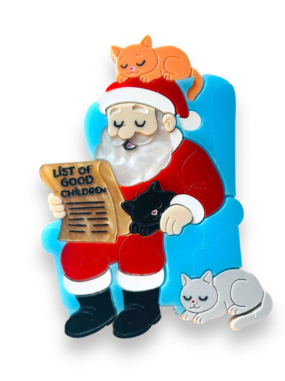 Meowy Christmas - Spilla Babbo Natale con Gattini