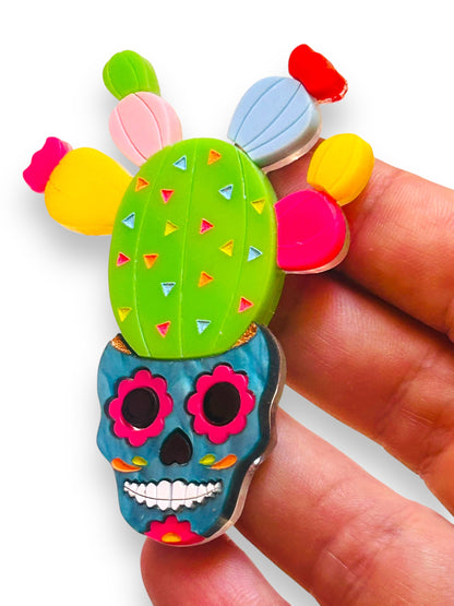 Mexico Lindo Y Querido - Spilla Alebrije Cactus con Vaso Teschio