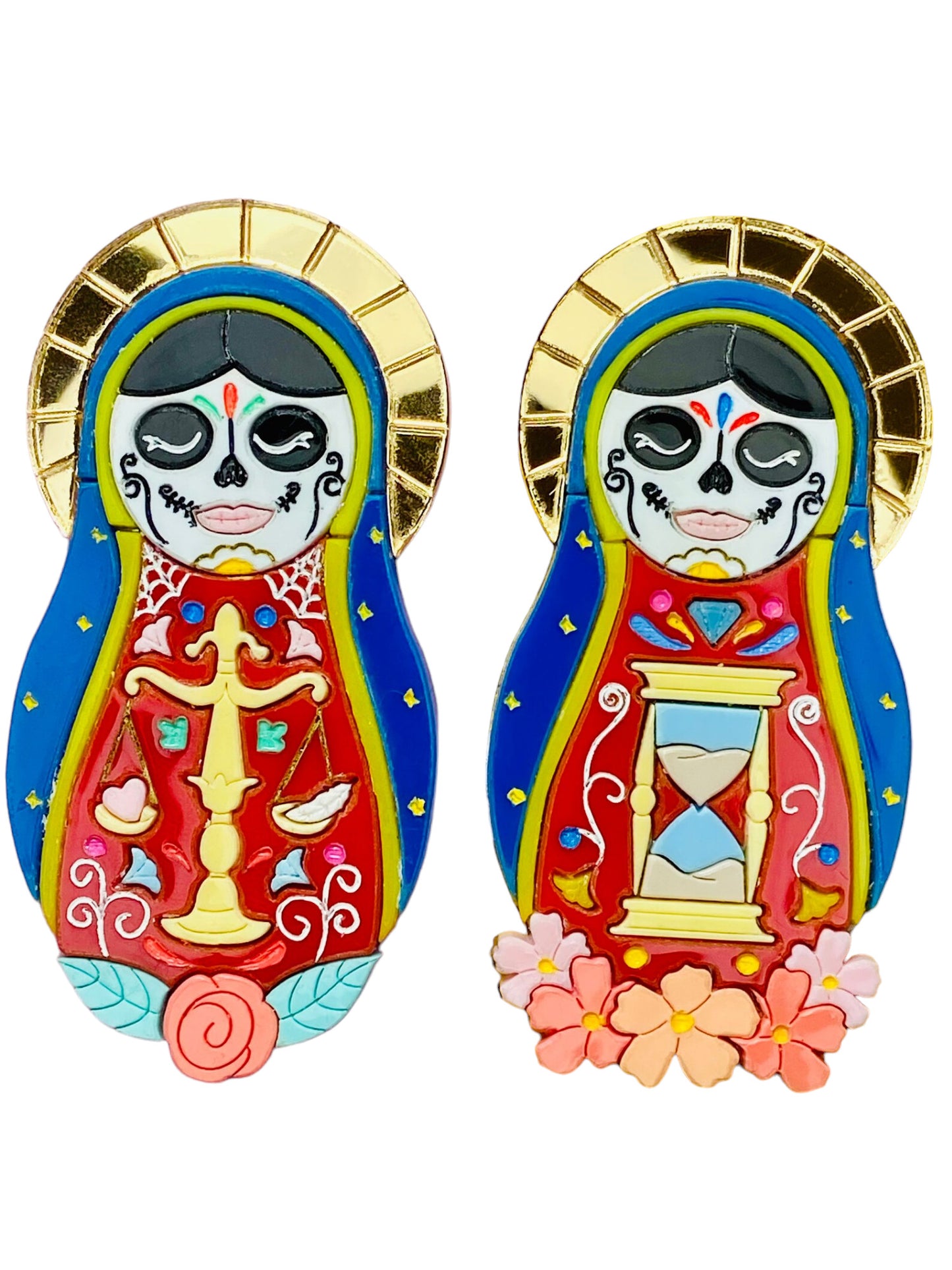 Dia De Los Muertos - Russian Doll Sante Muerte con Bilancia/Clessidra