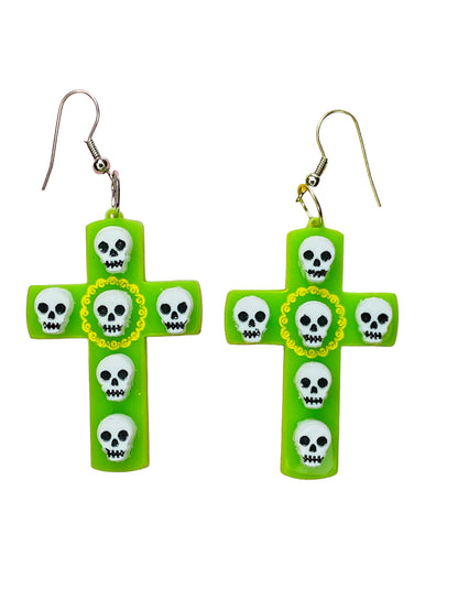 Dia de Los Muertos - Orecchini Croce con Teschietti