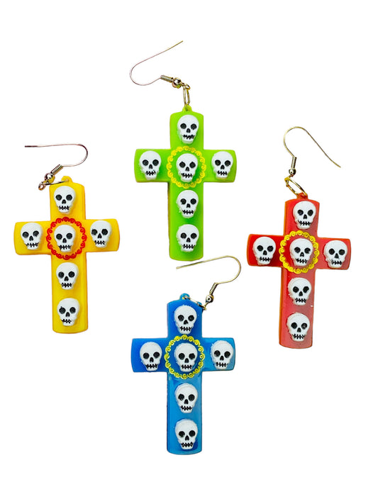 Dia de Los Muertos - Orecchini Croce con Teschietti