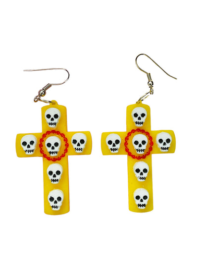 Dia de Los Muertos - Orecchini Croce con Teschietti