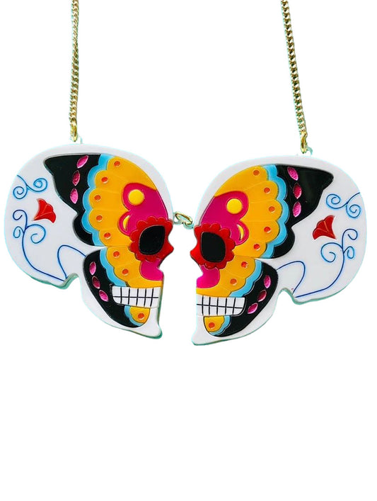 Dia de Los Muertos - Collana Teschio Calavera Farfalla
