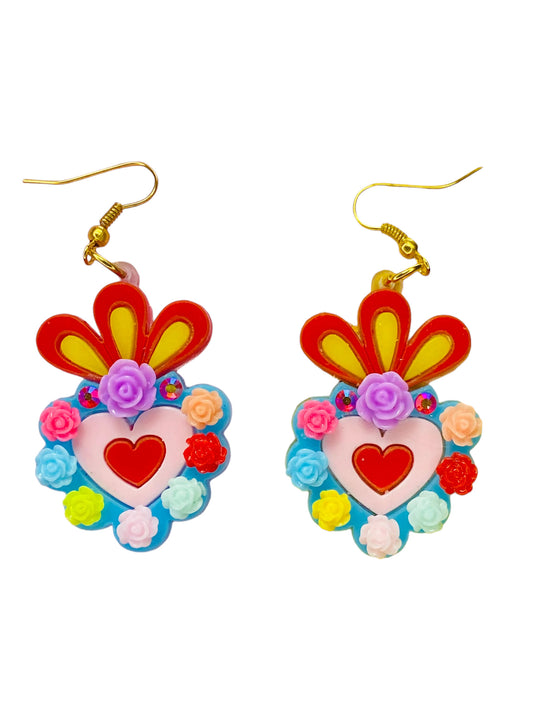 Dia de Los Muertos - Orecchini Cuore con Fiori