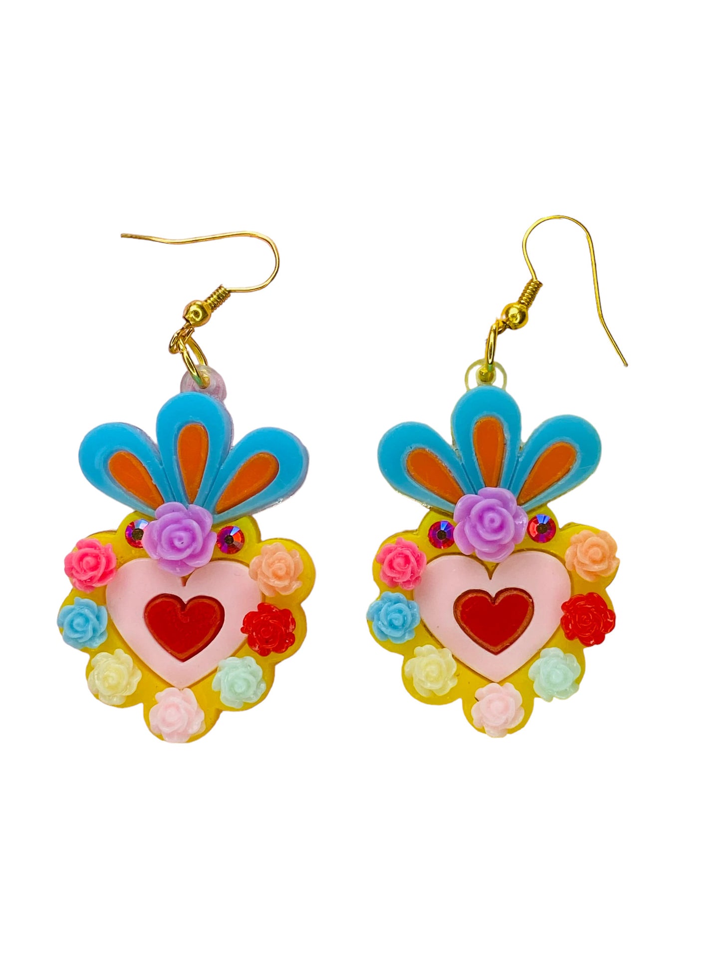 Dia de Los Muertos - Orecchini Cuore con Fiori