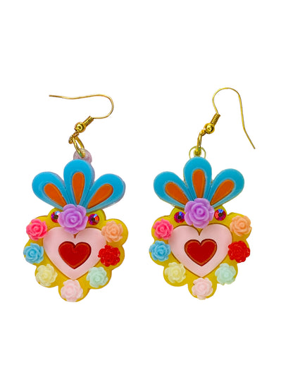 Dia de Los Muertos - Orecchini Cuore con Fiori