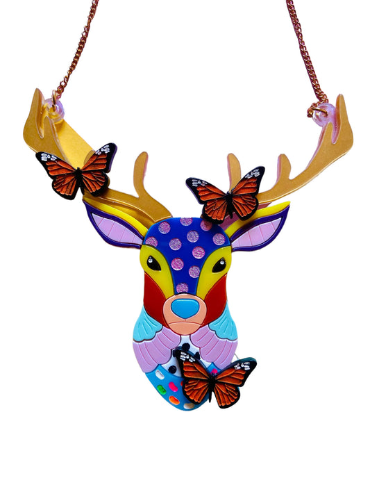 Arte Messicana - Collana Alebrije Cervo con Farfalle