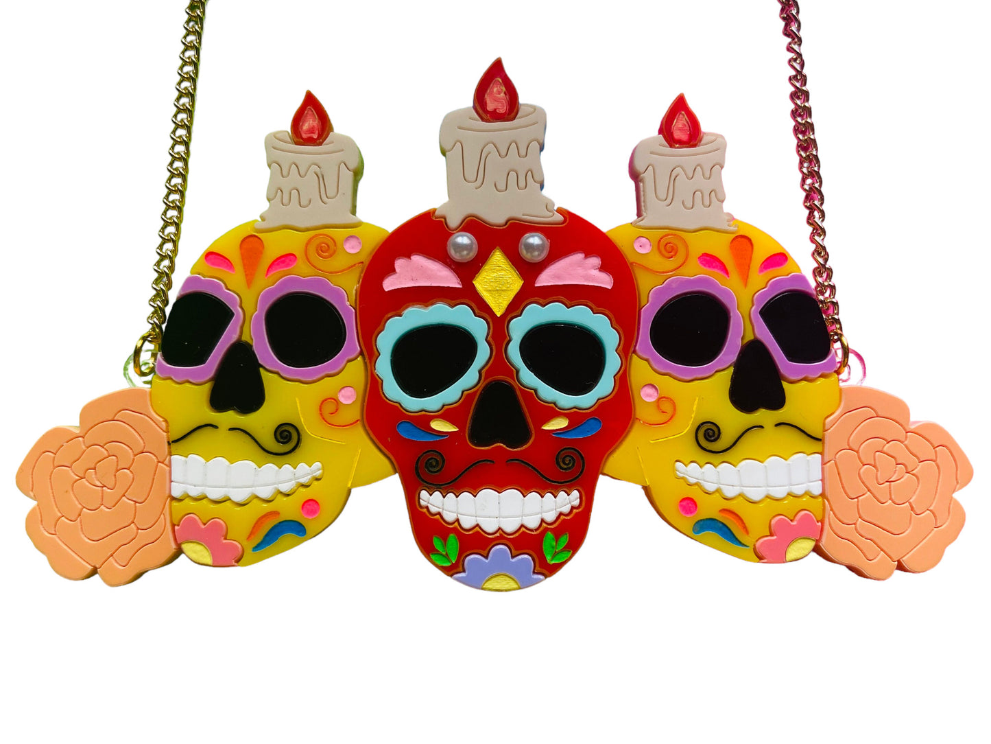 Dia de Los Muertos - Collana Sugar Skulls con Candele