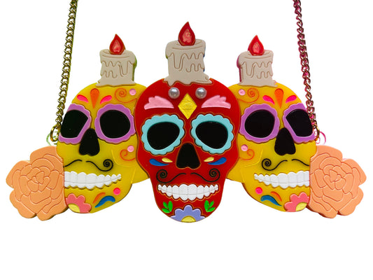 Dia de Los Muertos - Collana Sugar Skulls con Candele