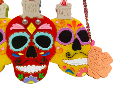 Dia de Los Muertos - Collana Sugar Skulls con Candele